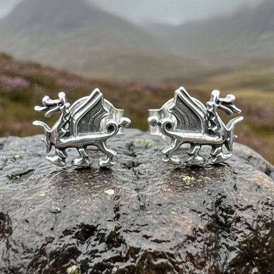Petite Welsh Dragon Stud Earrings