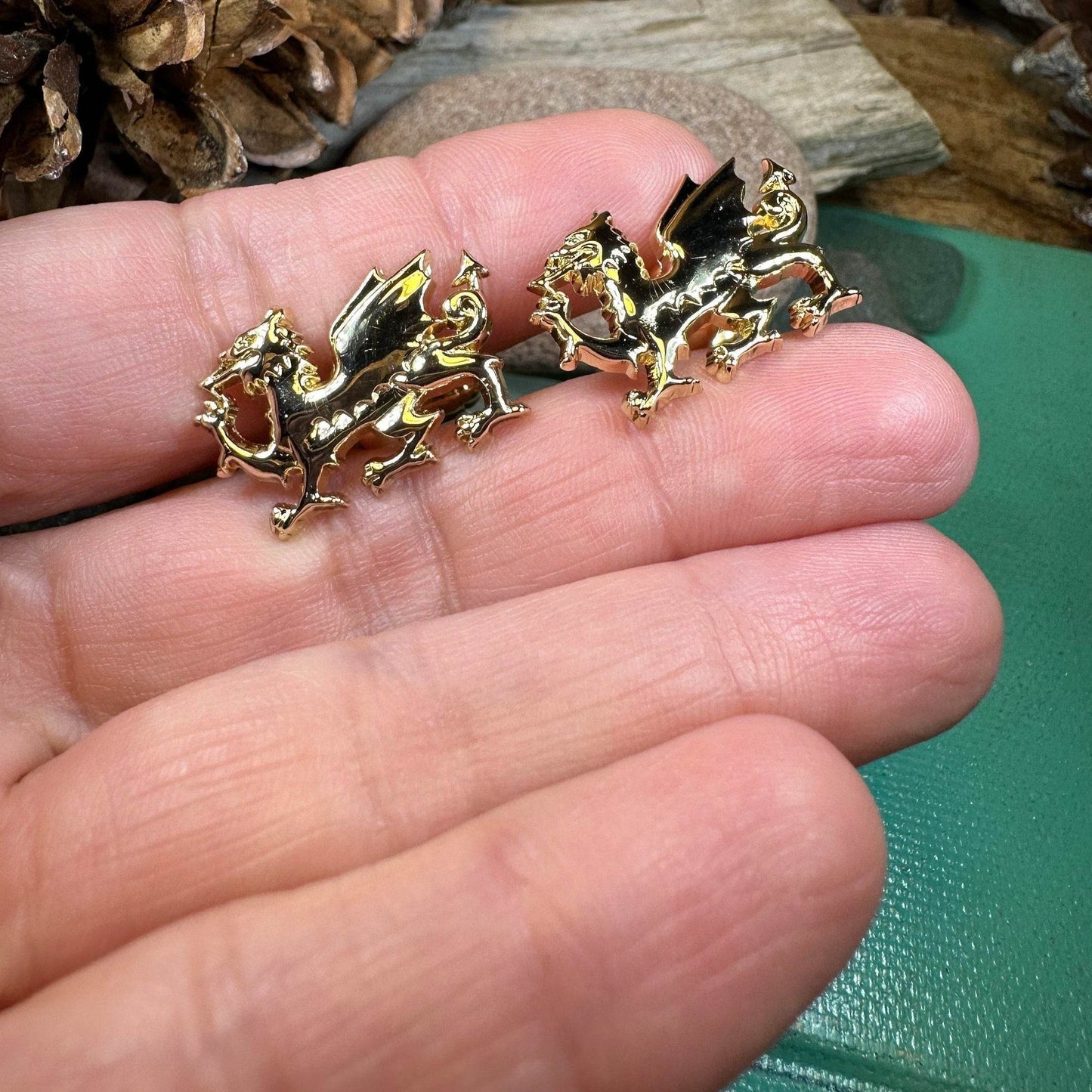 Golden Welsh Dragon Cuff Links - 
