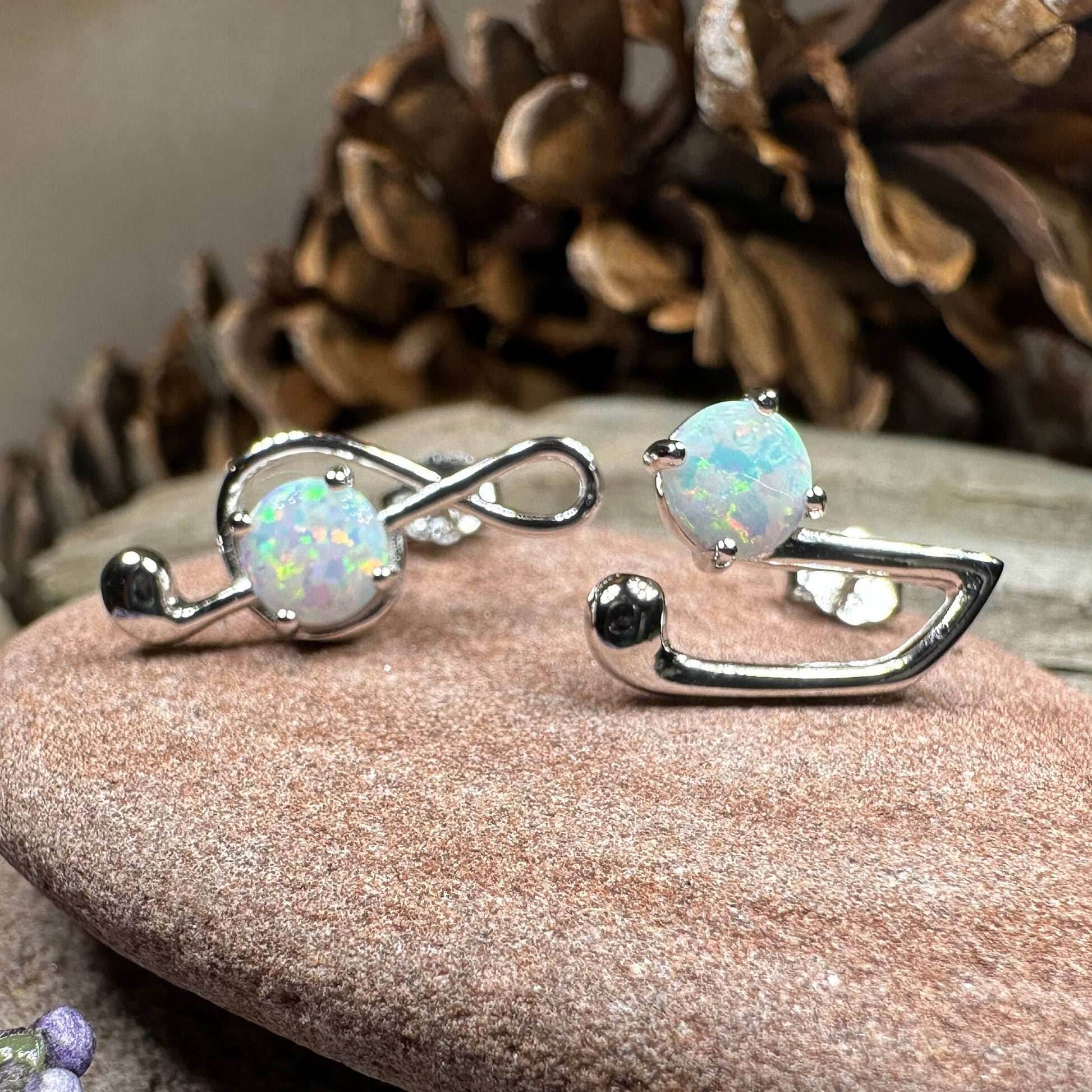 Opal Music Note Stud Earrings - Blue