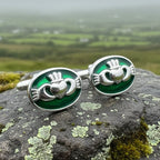 Emerald Green Claddagh Cuff Links