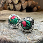 Celtic Heathergems Post Earrings - Red Green