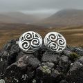 Siofra Celtic Triple Spiral Post Earrings