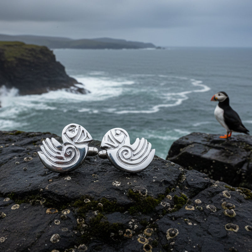 Celtic Puffin Cuff Links
