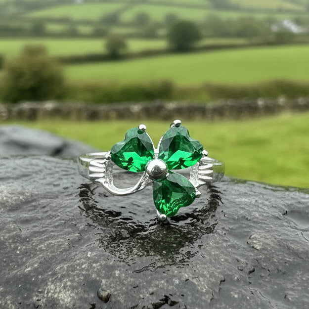 Emerald Shamrock Ring