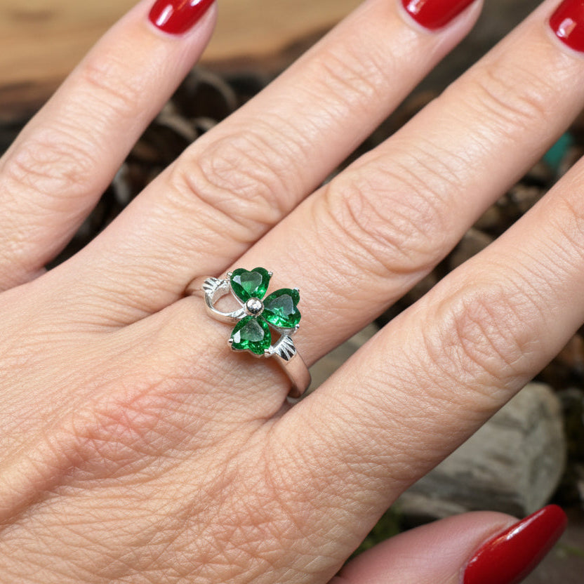 Emerald Shamrock Ring