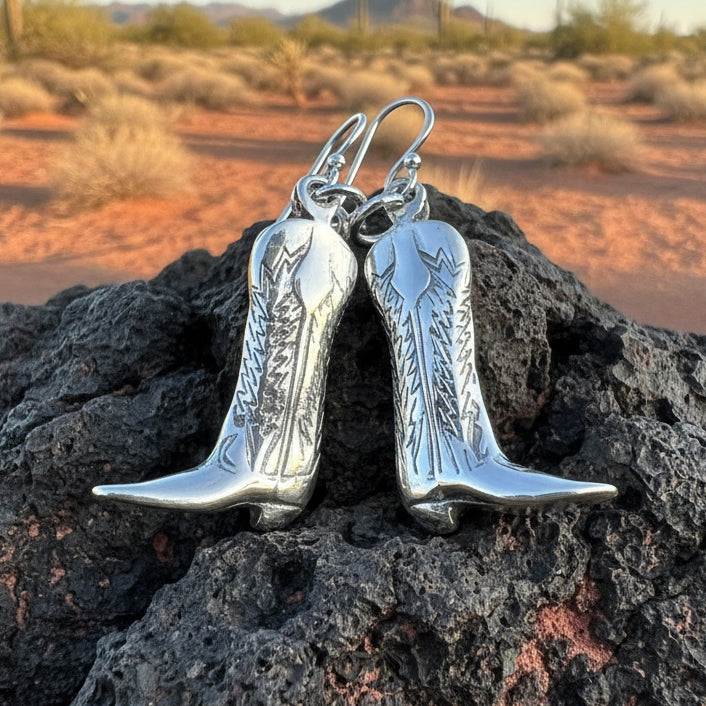 Old Montana Cowboy Boot Earrings