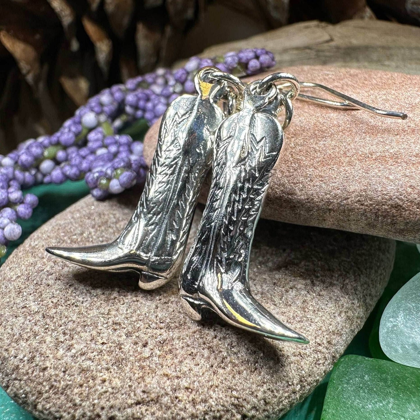 Old Montana Cowboy Boot Earrings - 