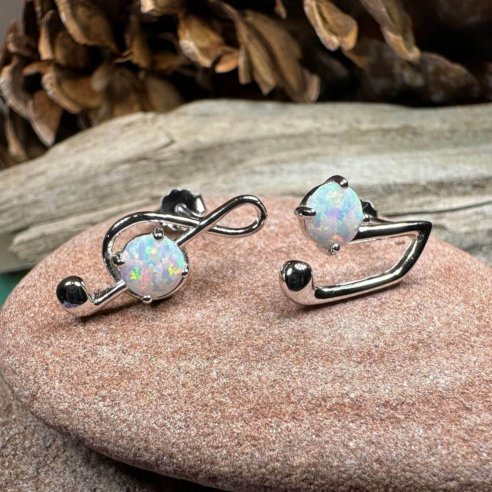 Opal Music Note Stud Earrings - Blue