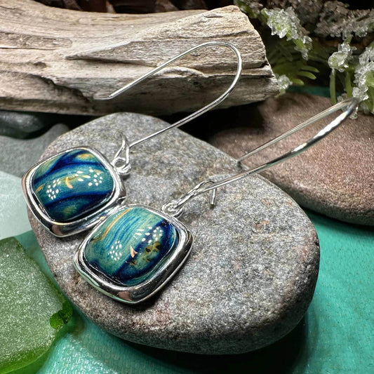 Heathergems Celtic Square Earrings - Green