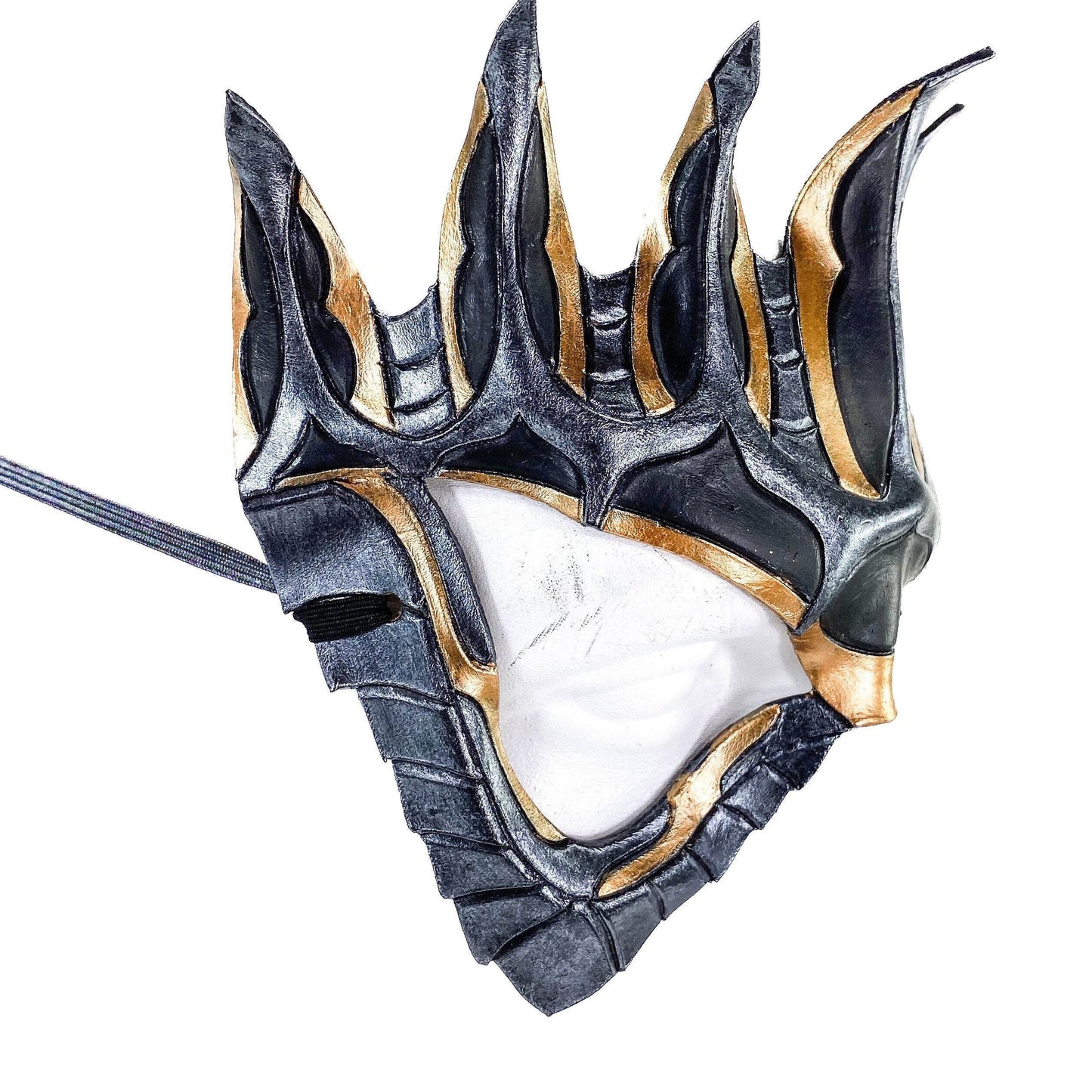 Masquerade Crown Mask of Handmade Genuine Leather in Metallics - 