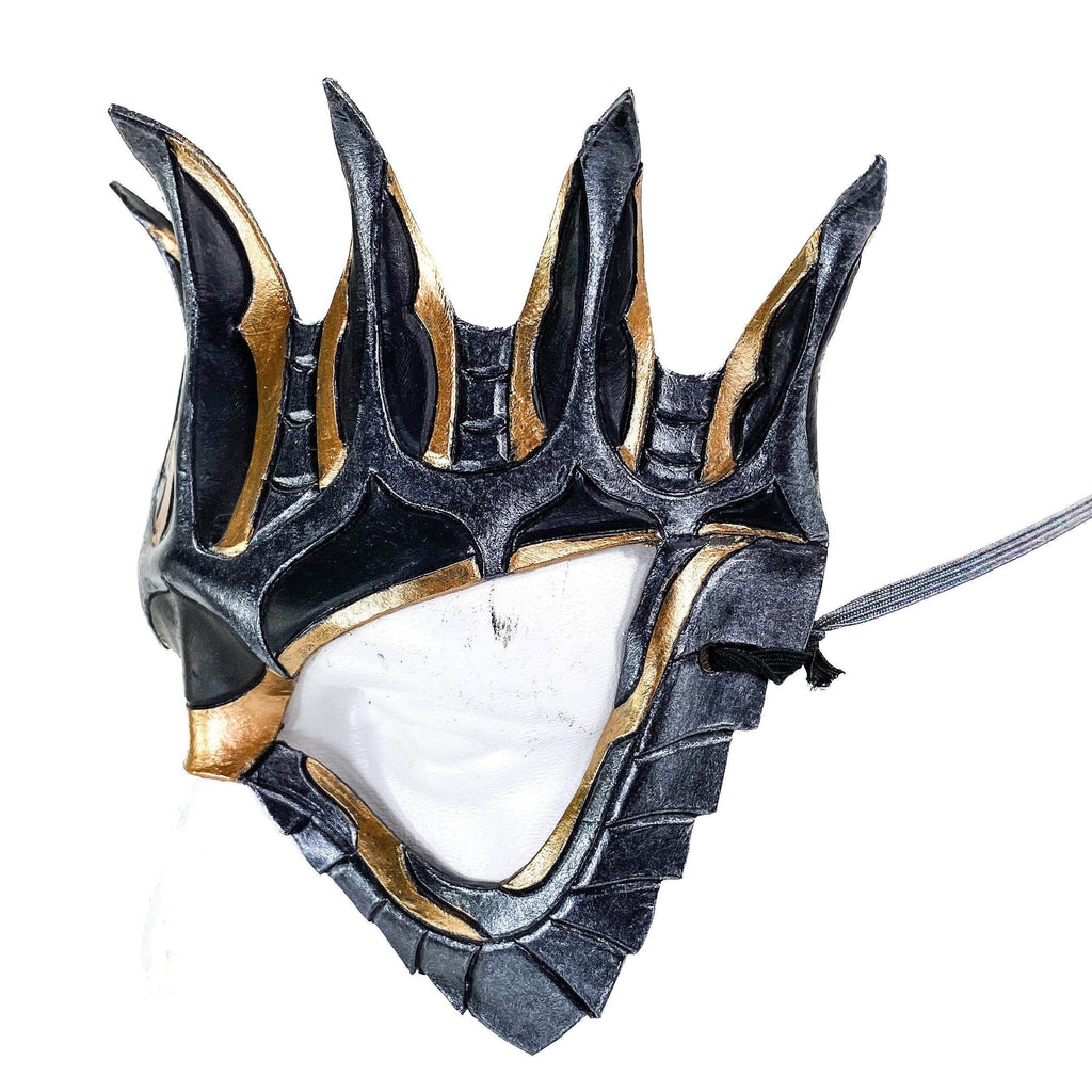 Masquerade Crown Mask of Handmade Genuine Leather in Metallics - 