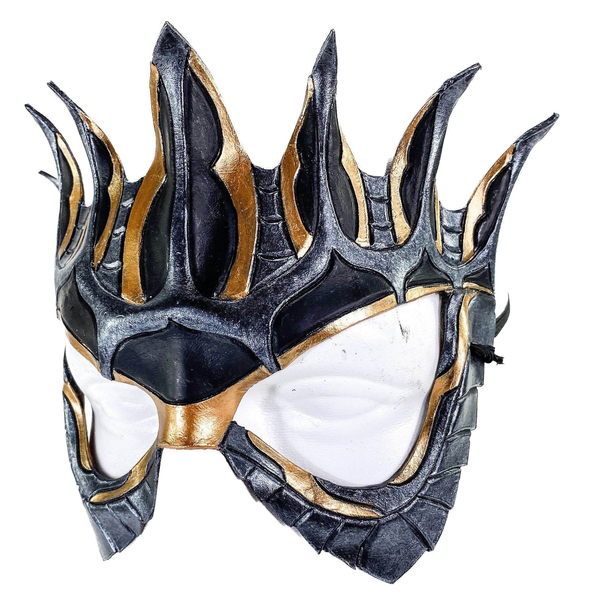 Masquerade Crown Mask of Handmade Genuine Leather in Metallics - 