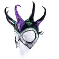 Five Point Jester Eye Mask in Purple and Green - Handmade Genuine Leather - 
