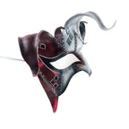 The Joker's Card-Joker Jester Handmade Genuine Leather Mask in Red - 