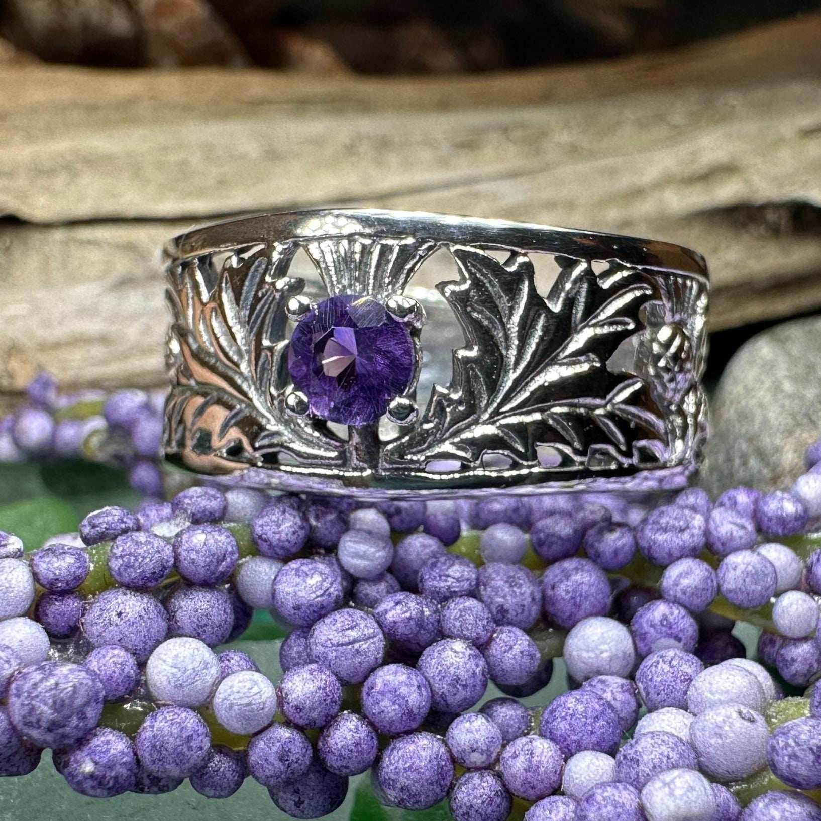 Rhoswen Thistle Band Ring - 6