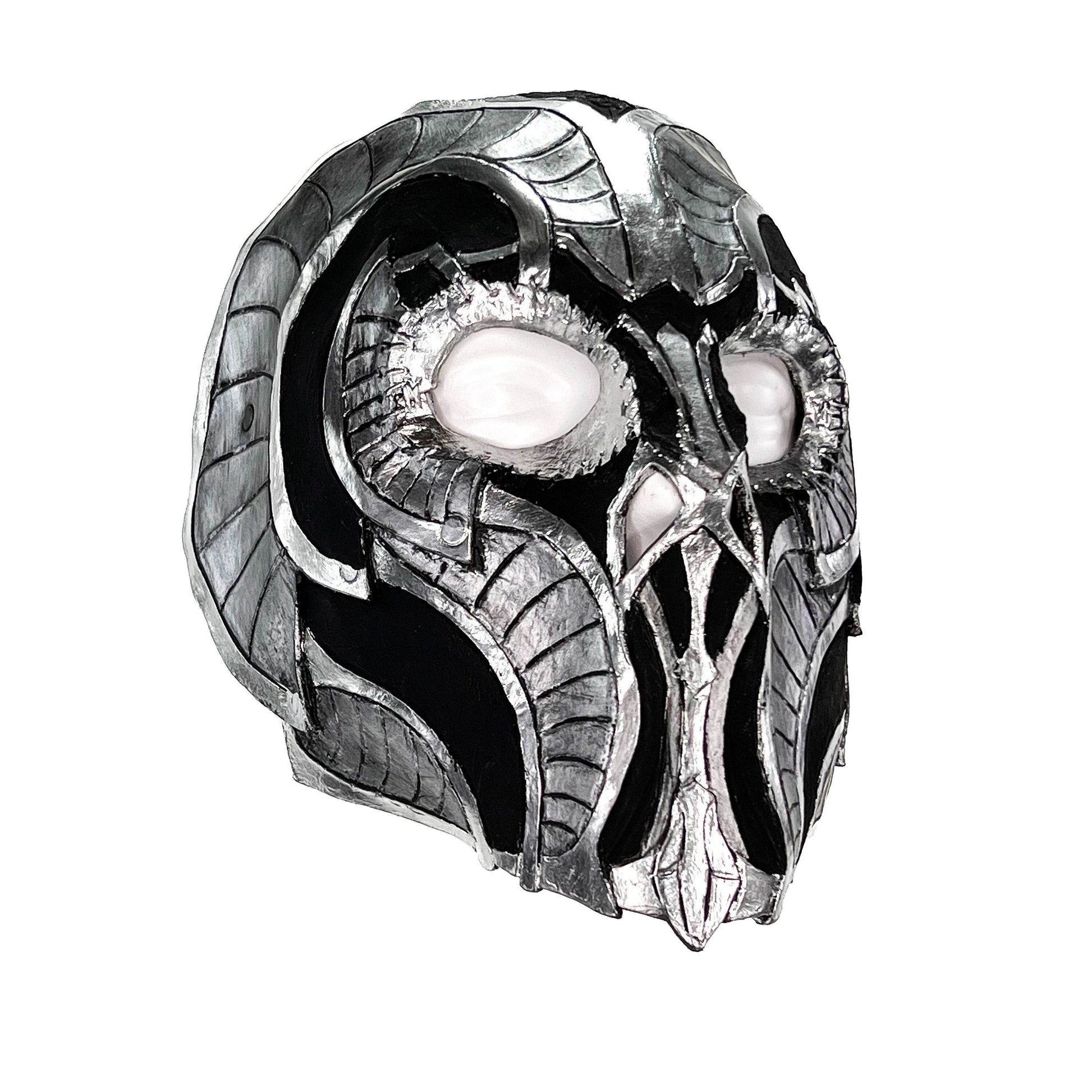 Battle Mask - Handmade Genuine Leather Mask in Silvers and Matte Black - 