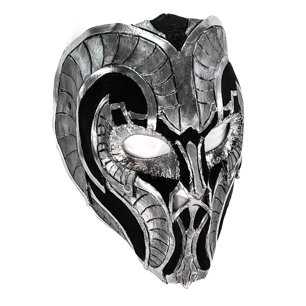 Battle Mask - Handmade Genuine Leather Mask in Silvers and Matte Black - 