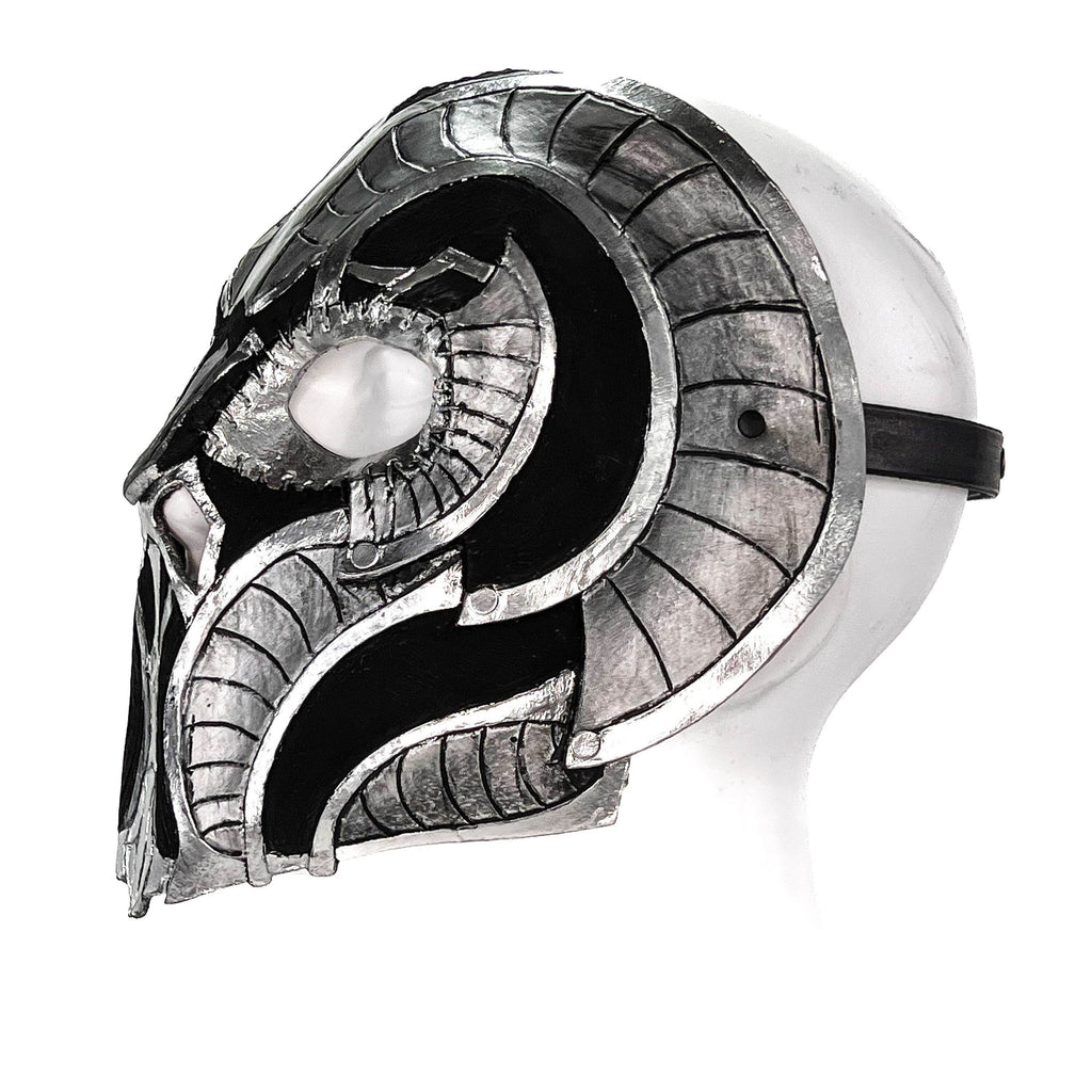 Battle Mask - Handmade Genuine Leather Mask in Silvers and Matte Black - 