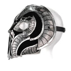 Battle Mask - Handmade Genuine Leather Mask in Silvers and Matte Black - 