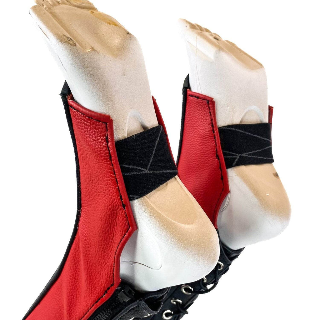 Genuine All Leather Kick Guards - Trapeze Boots - Zipper and Lace Closure - Aerial Boots/Gaiters - for Acrobatics, Costume, Wrestling - 