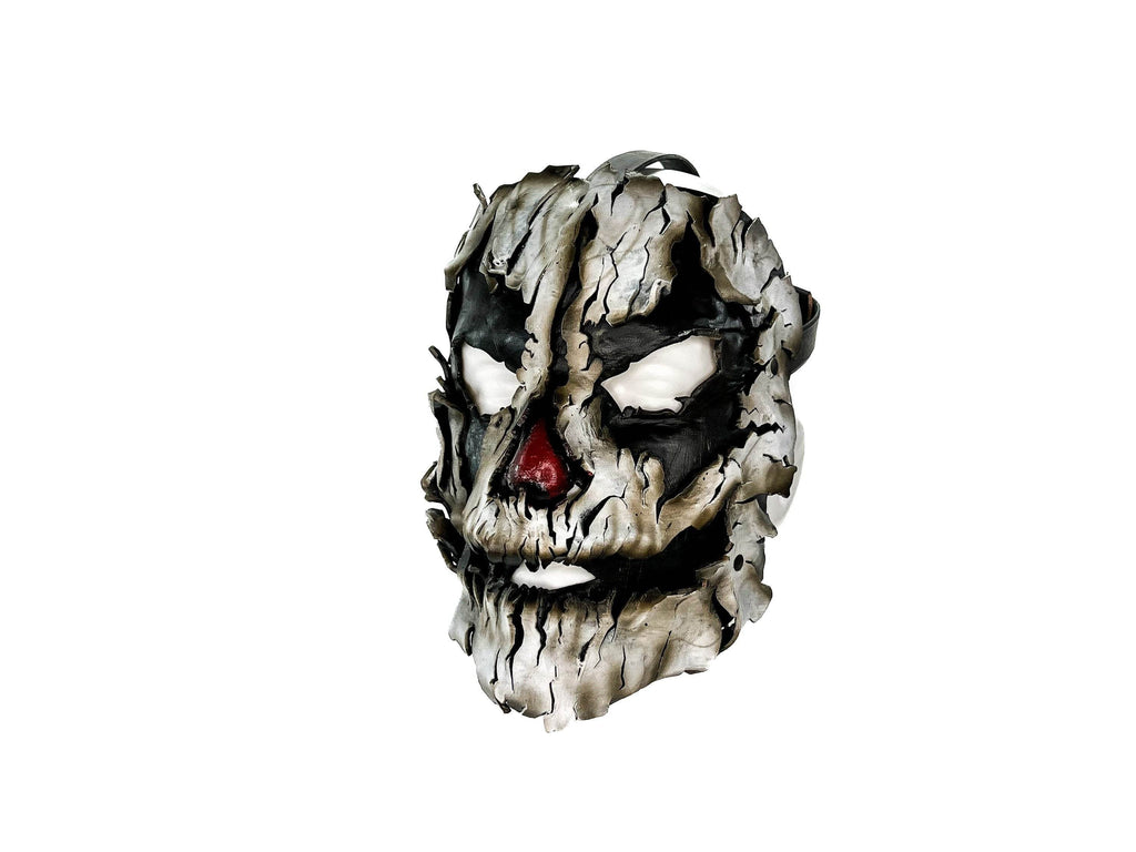 Genuine Leather Mask - Shattered Clown - Handmade Full Face Cover for Halloween, Performance or Cosplay Costume - Leather Ties