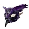 Layered Horned Owl Handmade Genuine Leather Mask in Purple - 
