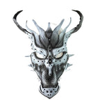 Grey Ancient Dragon Leather Mask with Swarovski Crystals - 