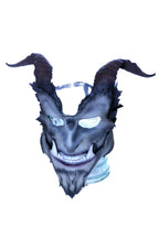 The Beast - Articulating Jaw Handmade Genuine Leather Mask with Horns in Natural Colors - 