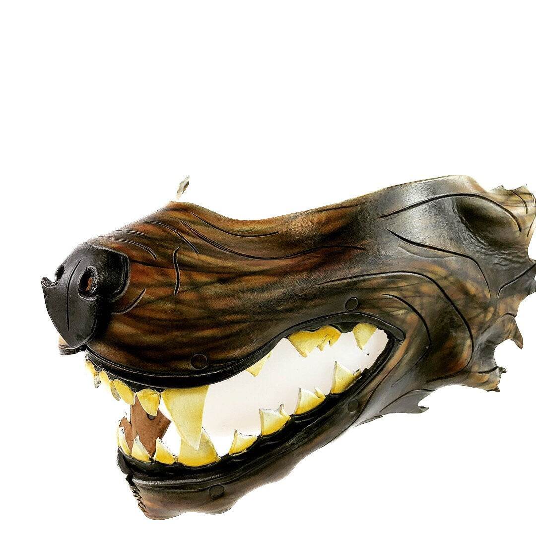 Mad Dog Handcrafted Genuine Leather Wolf Mask - 