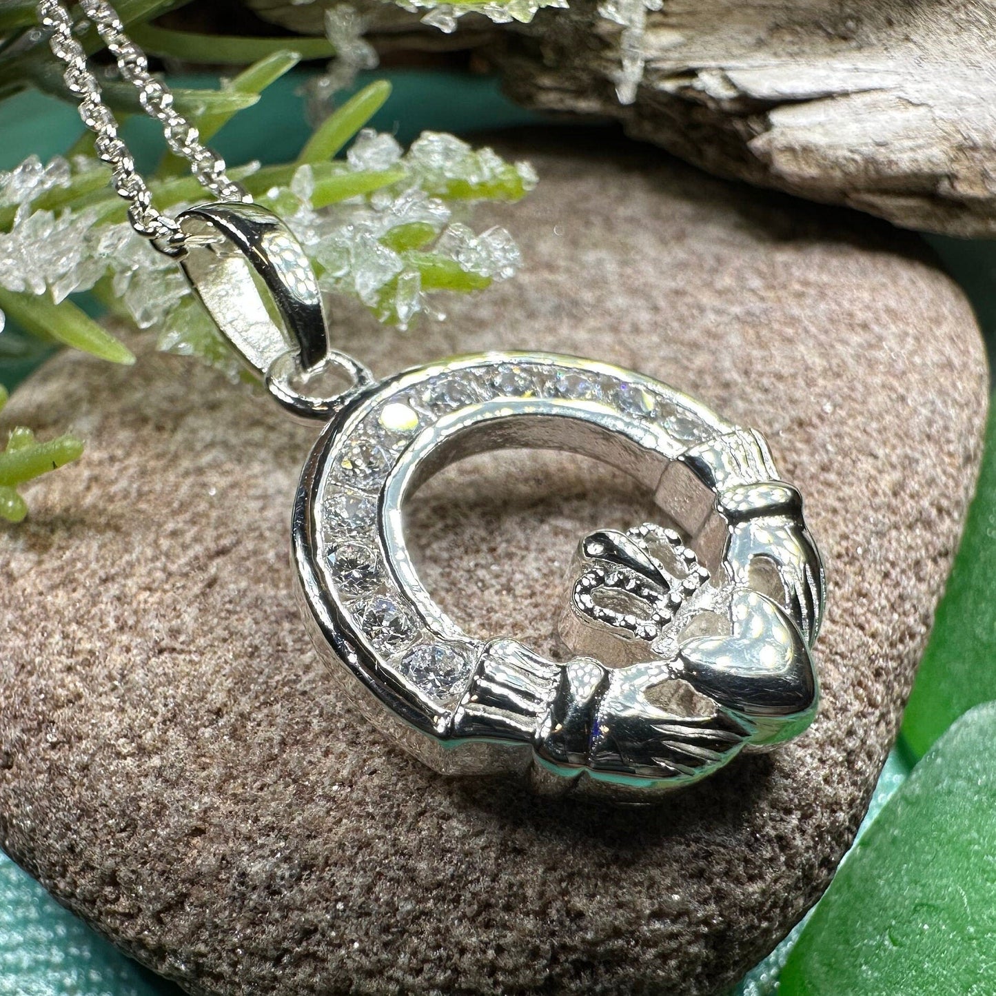 Sparkling Irish Claddagh Necklace