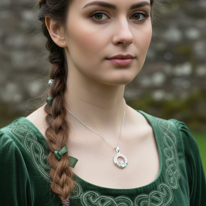 Sparkling Irish Claddagh Necklace
