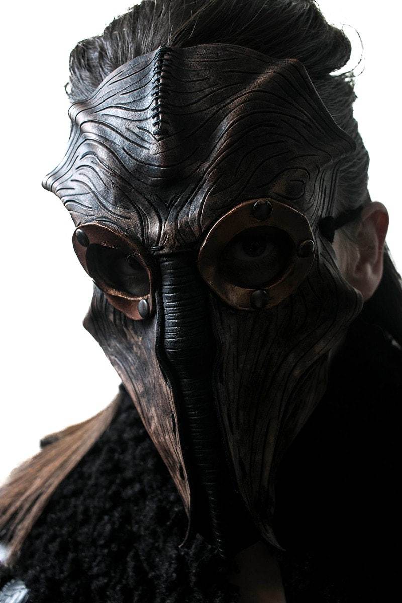 Steampunk Inspired Handmade Genuine Leather Mask in Brown - 