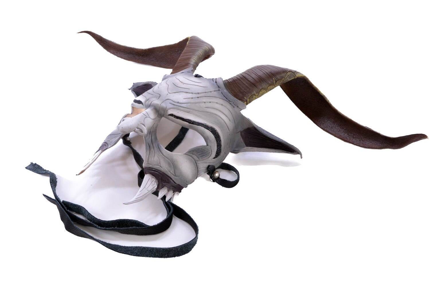 Krampus Handmade Genuine Leather Mask for Masquerade Cosplay or Halloween Costumes - 