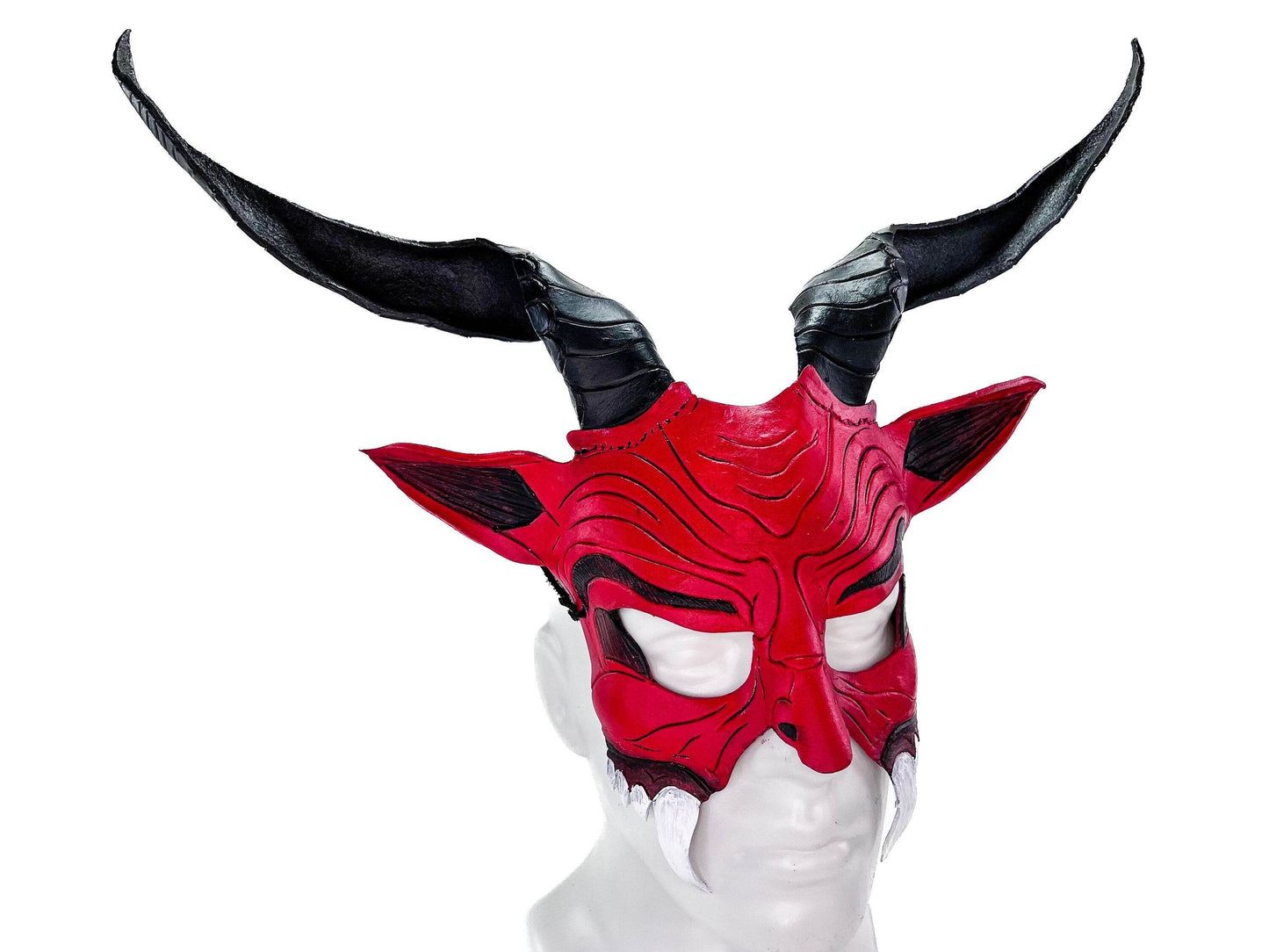 Krampus Handmade Genuine Leather Mask for Masquerade Cosplay or Halloween Costumes - 