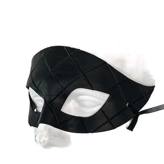 Masquerade Handmade Genuine Leather Mask in Black for Masquerades Halloween or Cosplay - 
