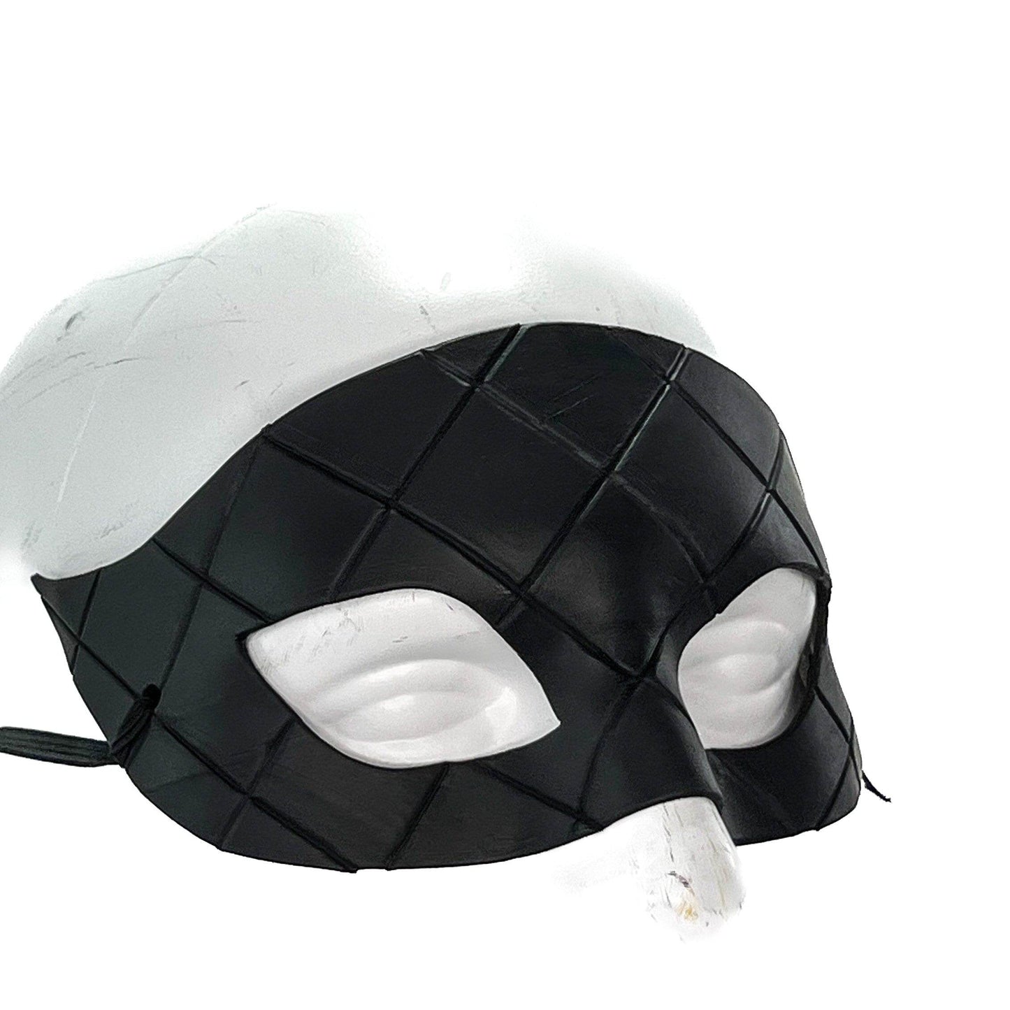 Masquerade Handmade Genuine Leather Mask in Black for Masquerades Halloween or Cosplay - 