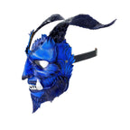 The Beast - Handmade Genuine Leather Mask with Horns in Natural Colors - 