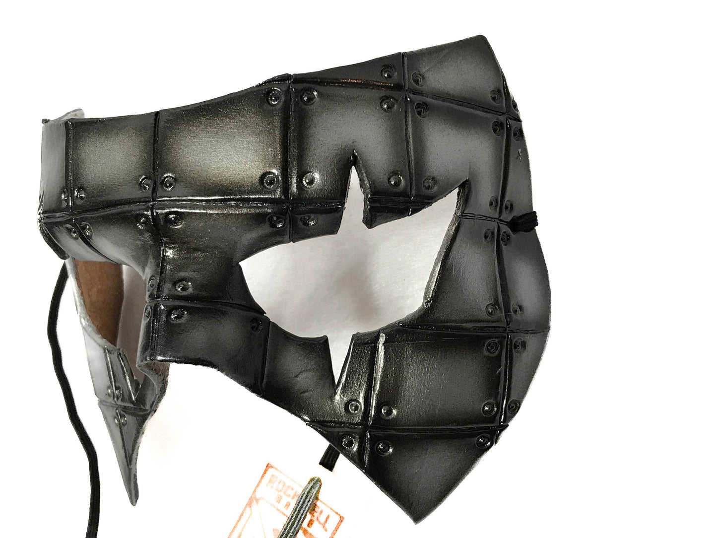 Silver Handmade Genuine Leather Mask in Rusted Steel Pattern - 