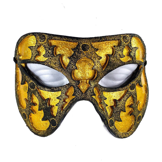 Dual Layer Handmade Genuine Leather Mask in Gold and Black - 