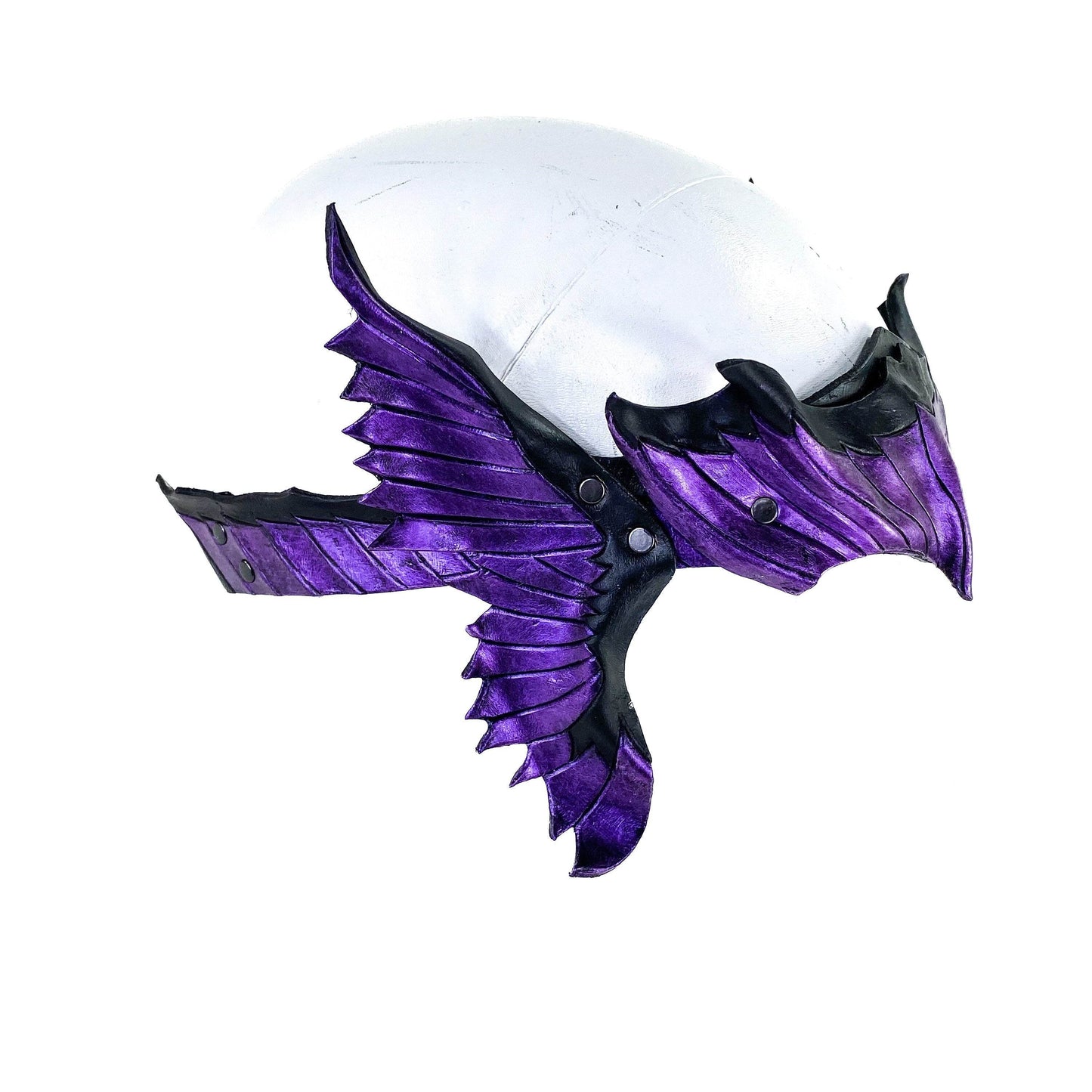 Masquerade Crown of Handmade Genuine Leather in Purple and Black - 