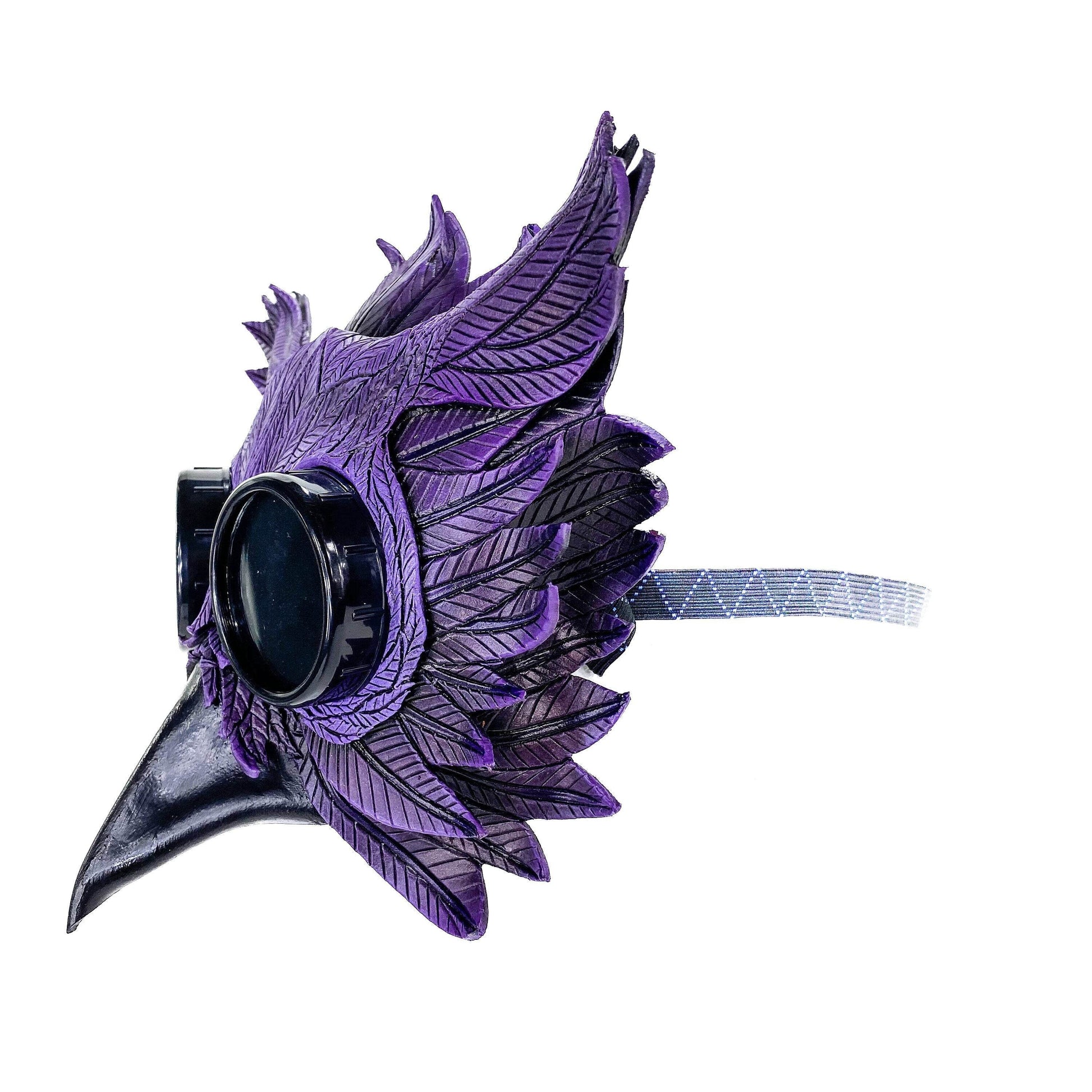 Purple Horned Owl Goggles Handmade Genuine Leather Mask - 