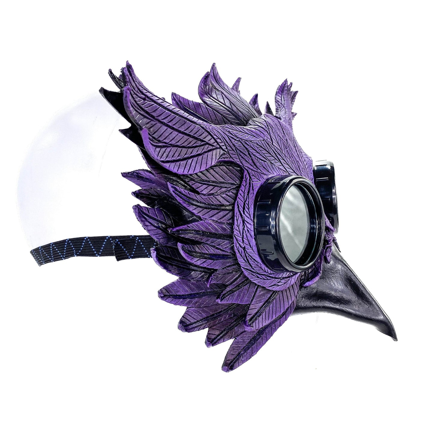 Purple Horned Owl Goggles Handmade Genuine Leather Mask - 