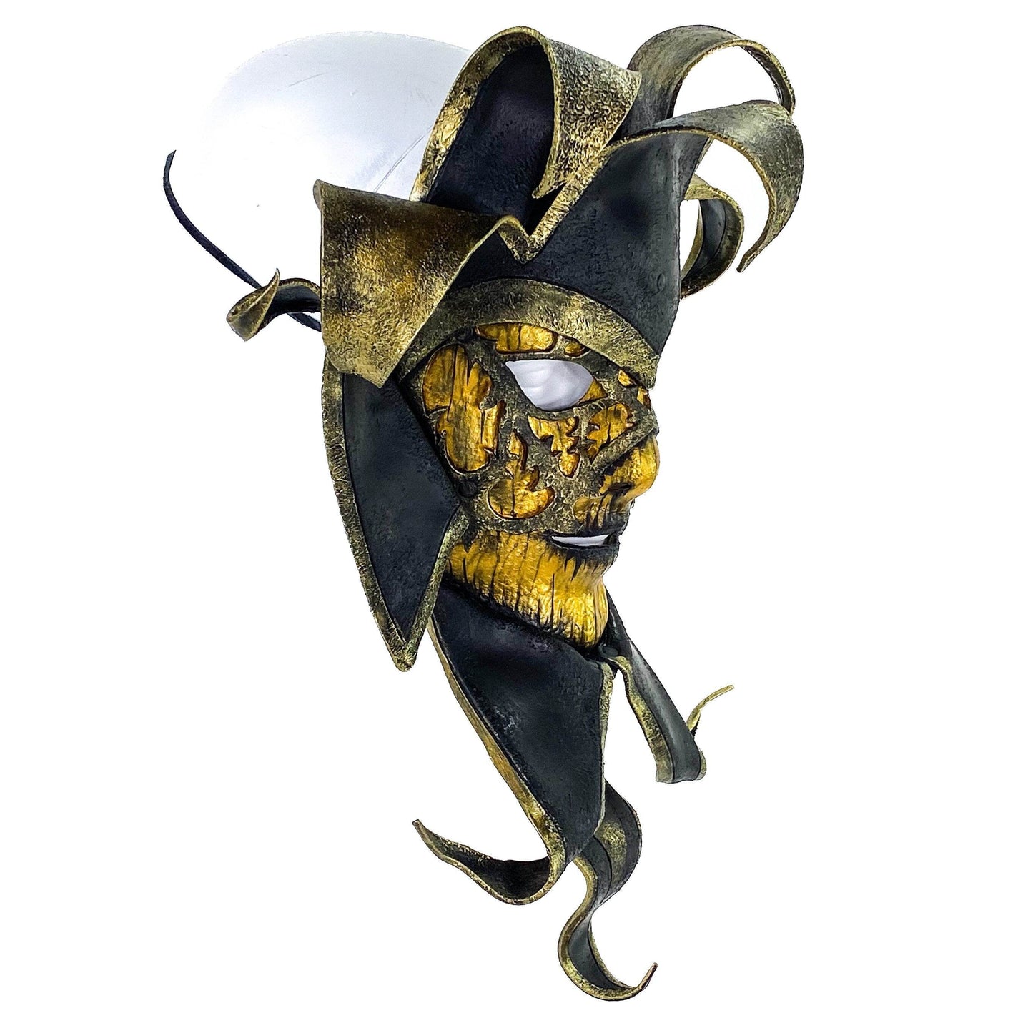 Venetian inspired Jester Mask in Gold and Black - Wearable or Wall Art - 