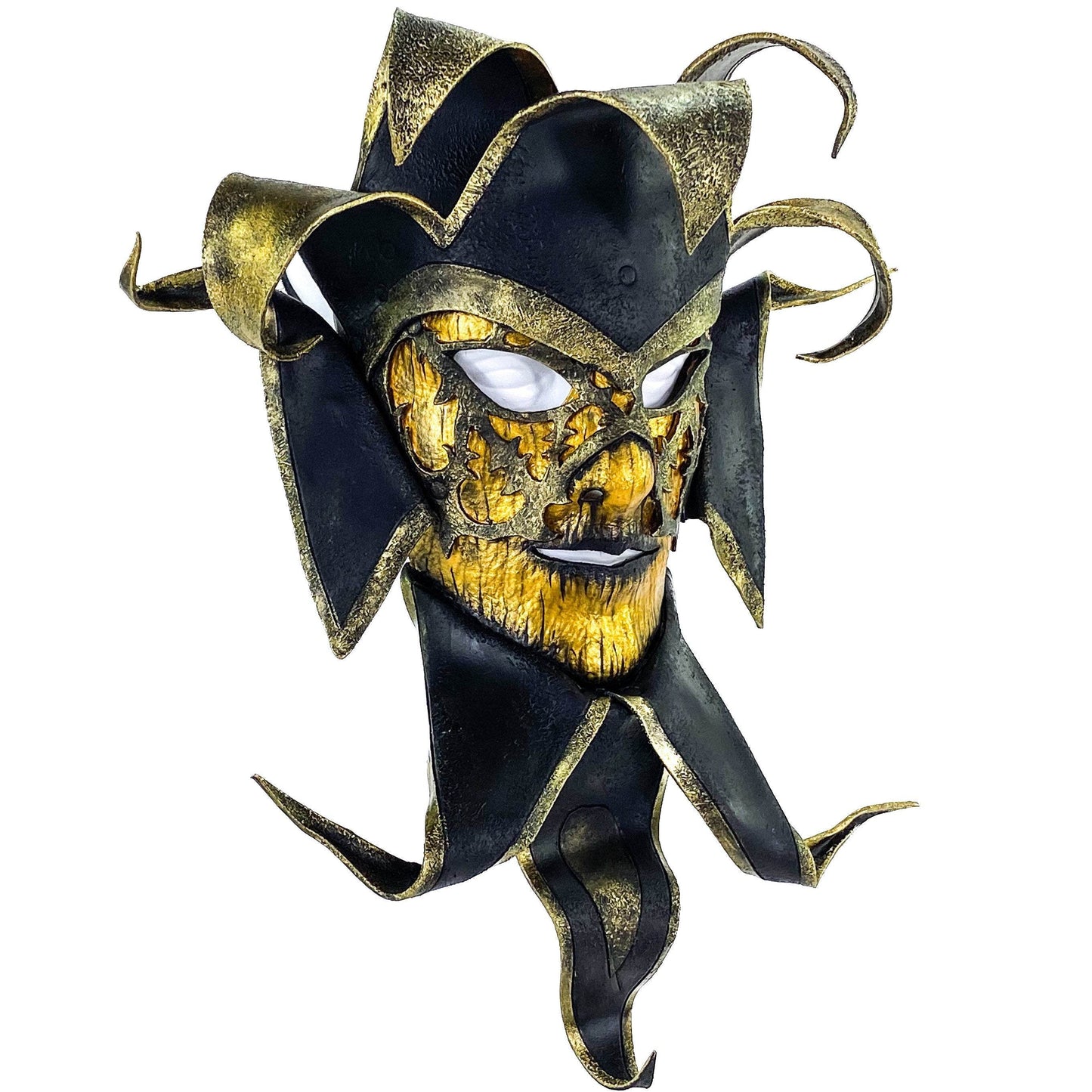 Venetian inspired Jester Mask in Gold and Black - Wearable or Wall Art - 