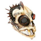 Handcrafted Genuine Leather Dimensional Cat Skull Robot Mask - 