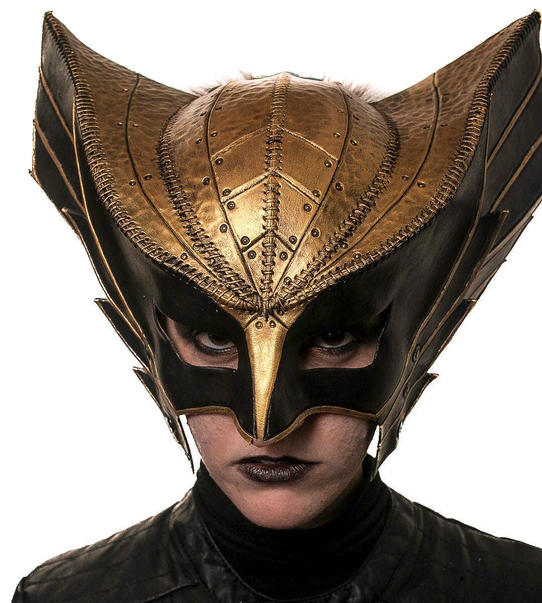 Winged Helmet Genuine Leather Mask - 