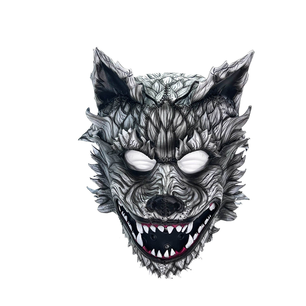 The Grey Lycan - Handmade Genuine Leather Helmet Mask - 