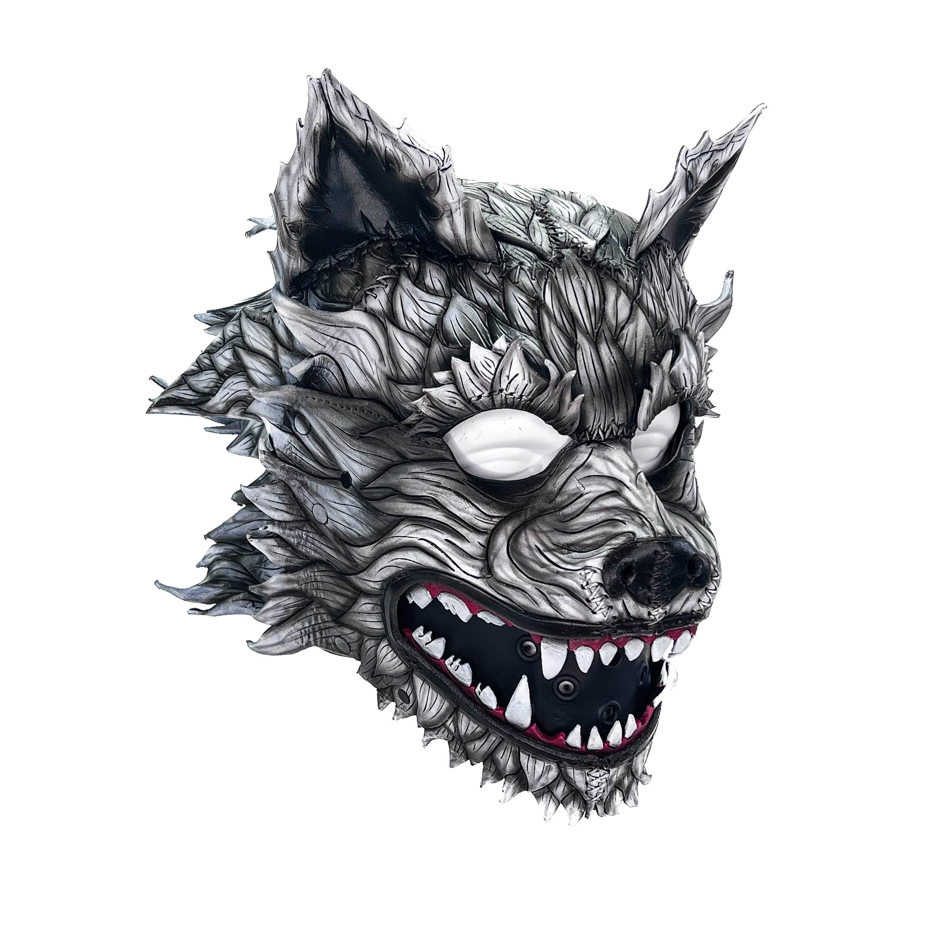 The Grey Lycan - Handmade Genuine Leather Helmet Mask - 