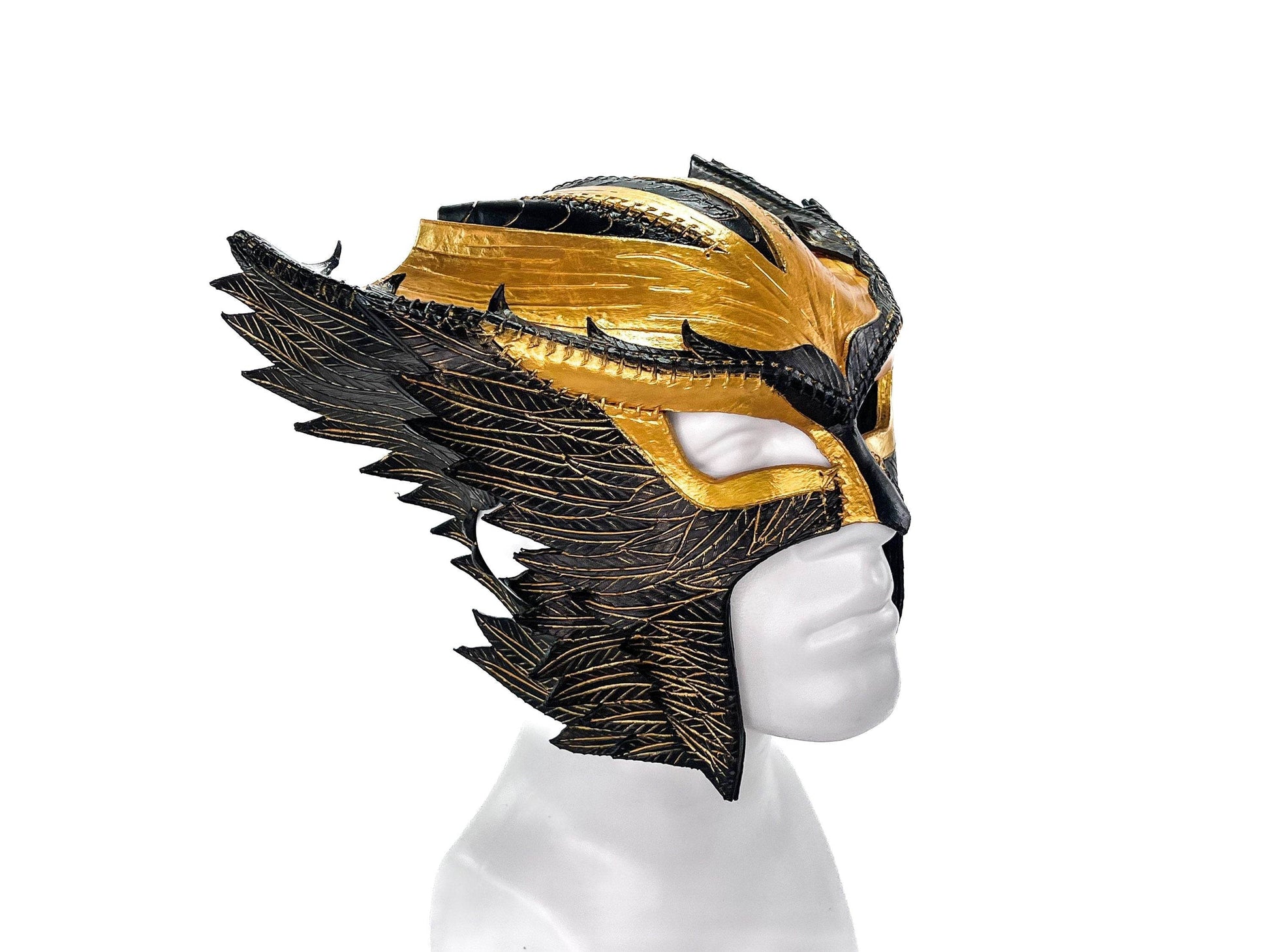 Winged Helmet Genuine Leather Mask - 