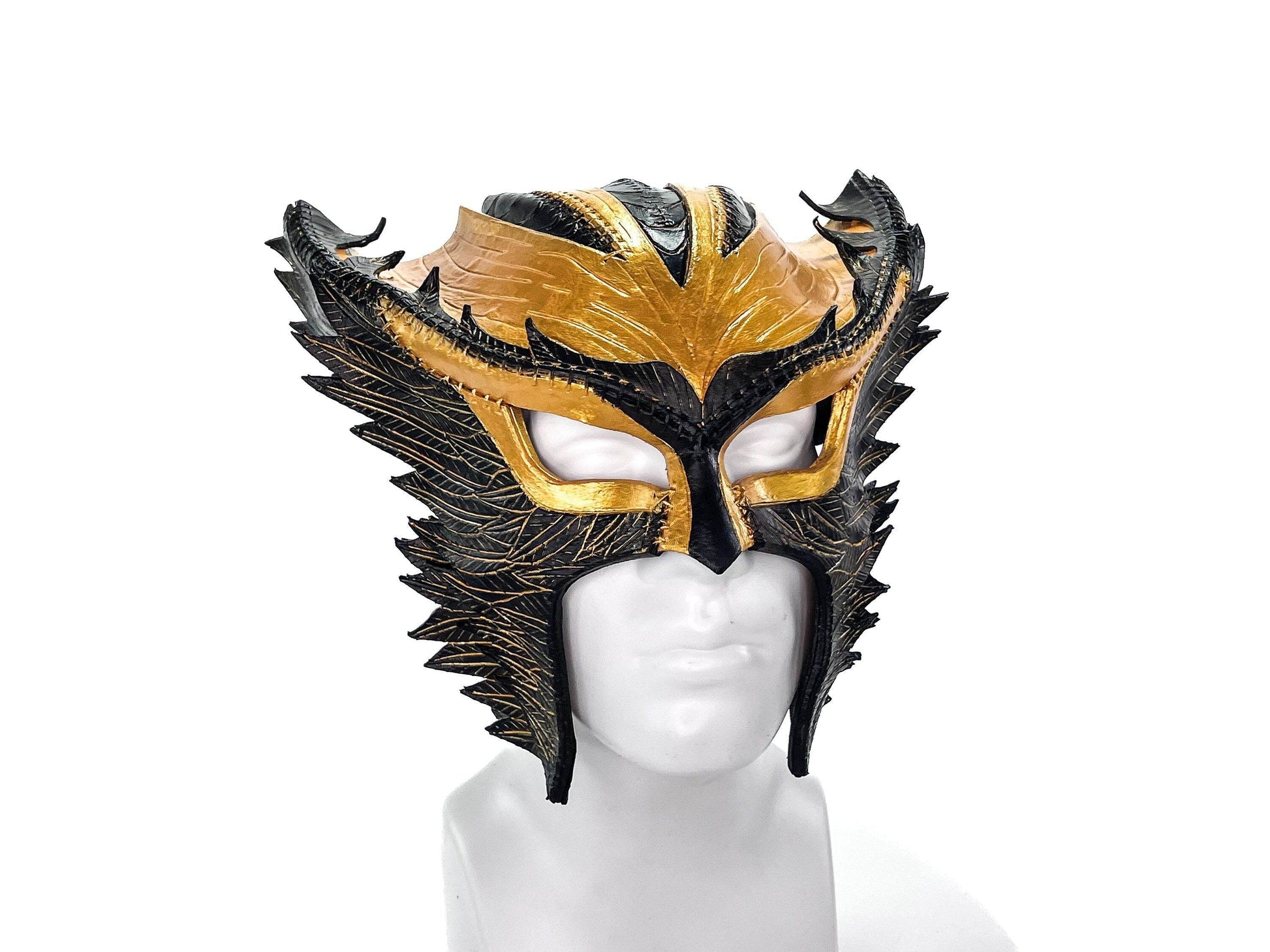 Winged Helmet Genuine Leather Mask - 